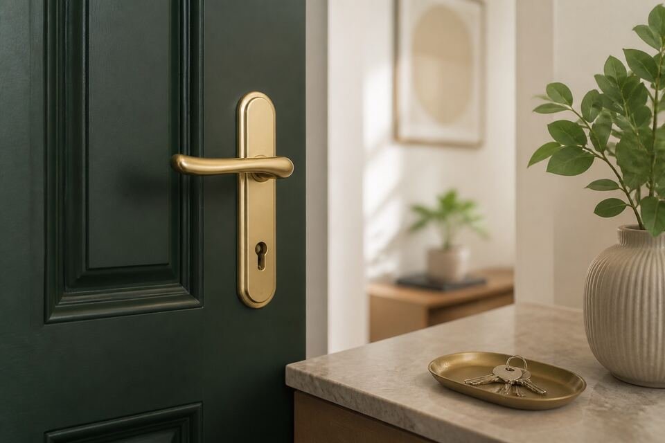 Acil çilingir hizmeti için modern kapı kolu ve anahtar görseli